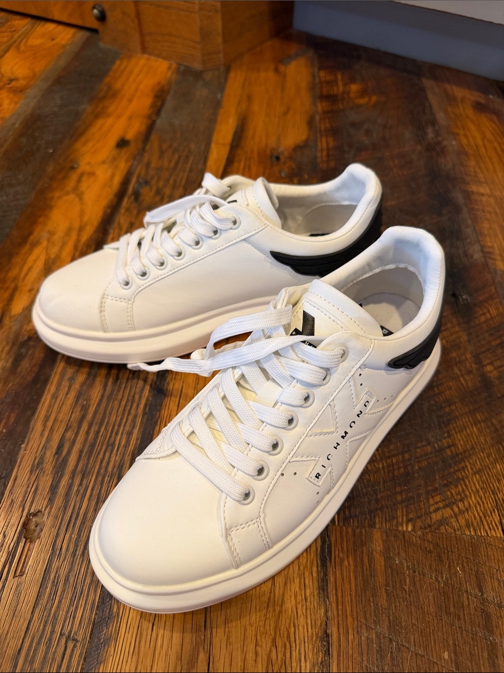Richmond White Sneakers with Black Heel Detail - women